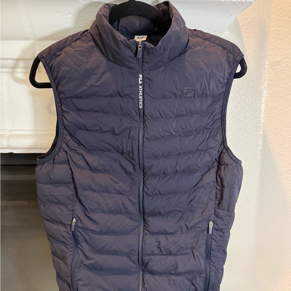 Fila Goose Down Quilted Navy Blue Puffer Vest Women’s Size L